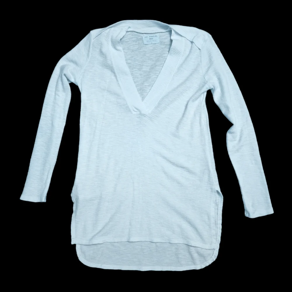 White Anthropologie Sol Angeles Deep V-Neck Tunic Sweater Top Whi… - Picture 7 of 9
